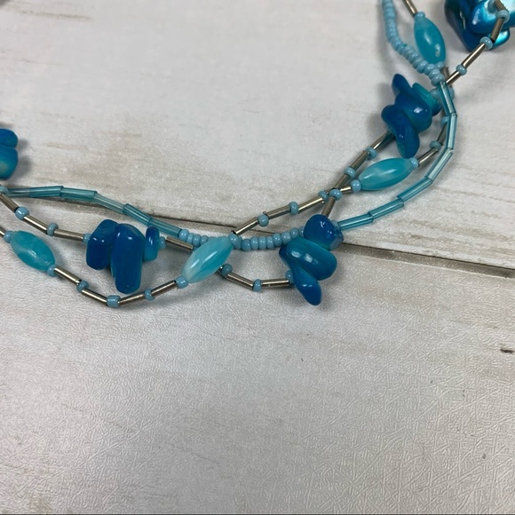 Vintage Blue Beaded Multi Strand Necklace - Picture 5 of 9